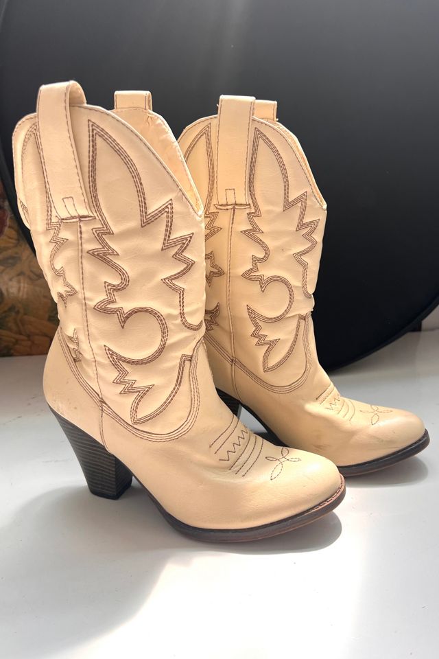 Womens leather cowboy outlet booties