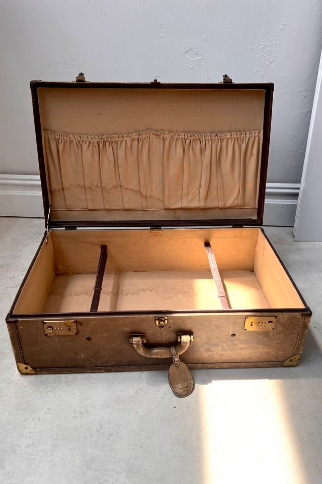 Vintage Bottega Venetta Scuffed Leather Large Suitcase Selected by Anna Corinna #1