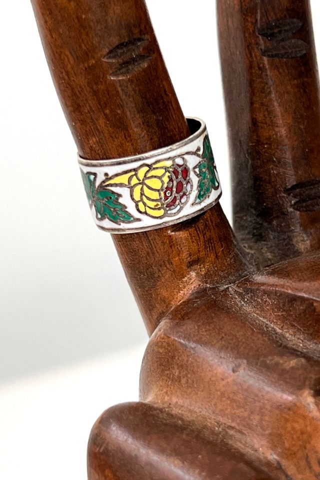 Vintage Sterling Silver Enamel Band Ring Selected by Anna Corinna #1