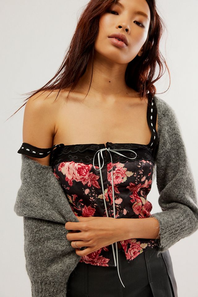 Floral Print Square Neck Corset Blouse