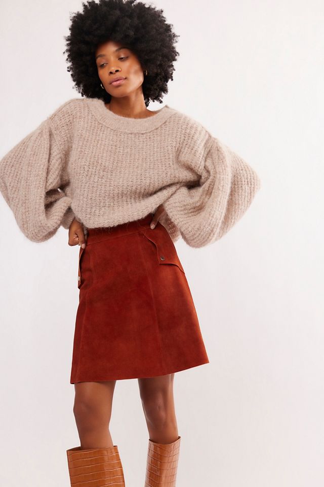 Muubaa A Line Suede Mini Skirt Free People