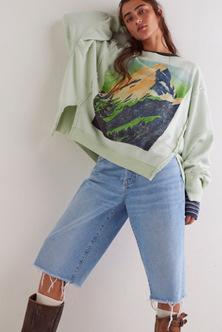 We The Free Graphic Camden Pullover At Free People In Forest Combo, Size: Medium