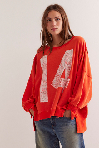 We The Free Graphic Camden Pullover At Free People In Red Combo 14, Size: Medium