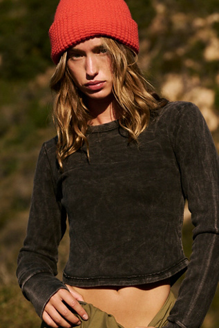 Ribbed Long-Sleeve Baby Tee by FP Movement at Free People, Black, XL