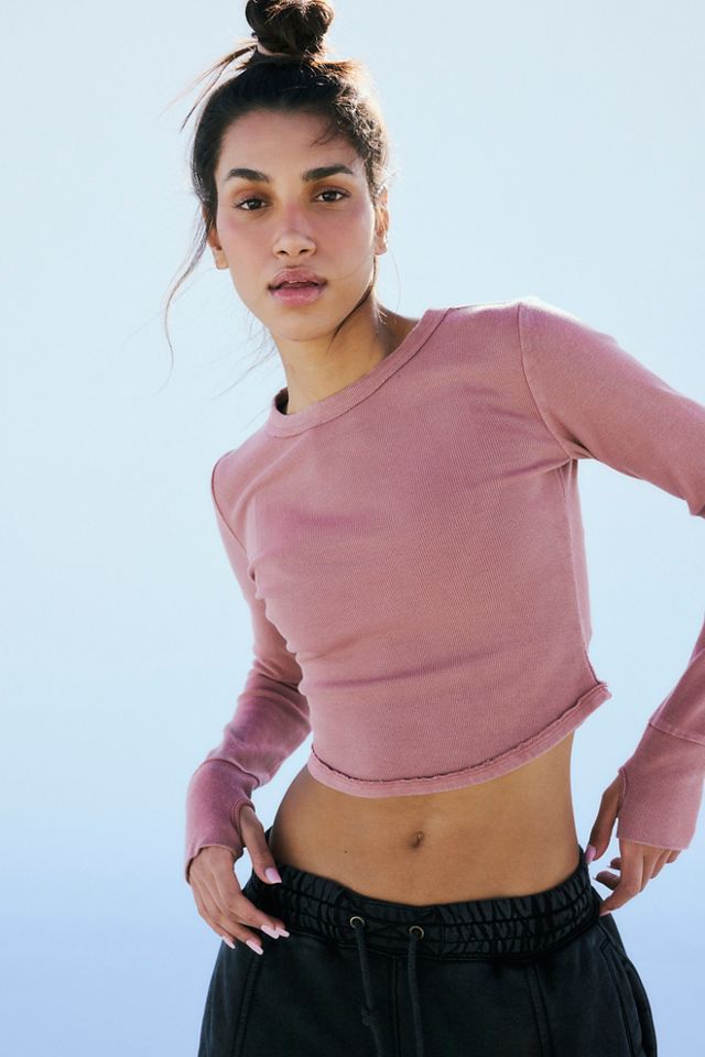 Essential Long Sleeve Crop Top - Dusty Pink