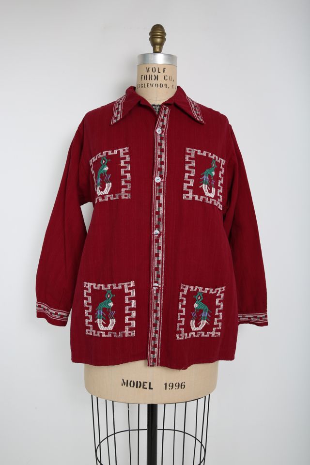 Vintage sand Sleeveless button shirt embroidery polka  ^^^ M to L main image 1