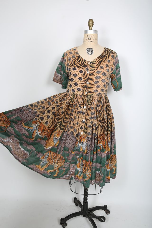 Vintage Tiger Dtripe Midi Dress