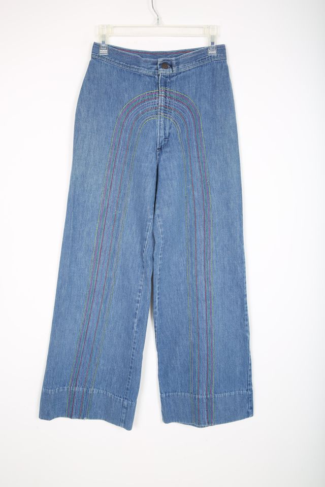 Unique Vintage Rainbow Embroidered Bellbottom Jeans – Suzie's Bombshell  Boutique