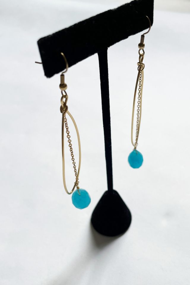 Vintage Y2K Blue Stone Dangle Earrings Selected by FernMercantile #2