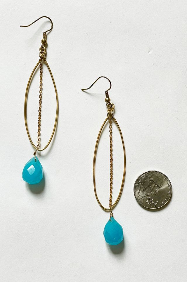 Vintage Y2K Blue Stone Dangle Earrings Selected by FernMercantile #3