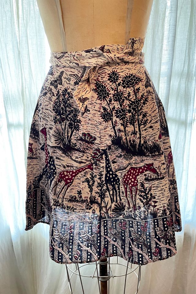 Vintage 1970's Giraffe and Bird Wrap Skirt Selected by FernMercantile #2
