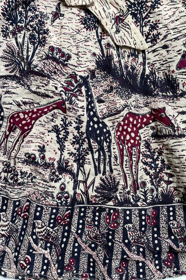 Vintage 1970's Giraffe and Bird Wrap Skirt Selected by FernMercantile #3