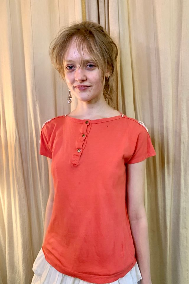 1980’s Coral Shirt with String and Snap Details Selected by Nomad Vintage #2