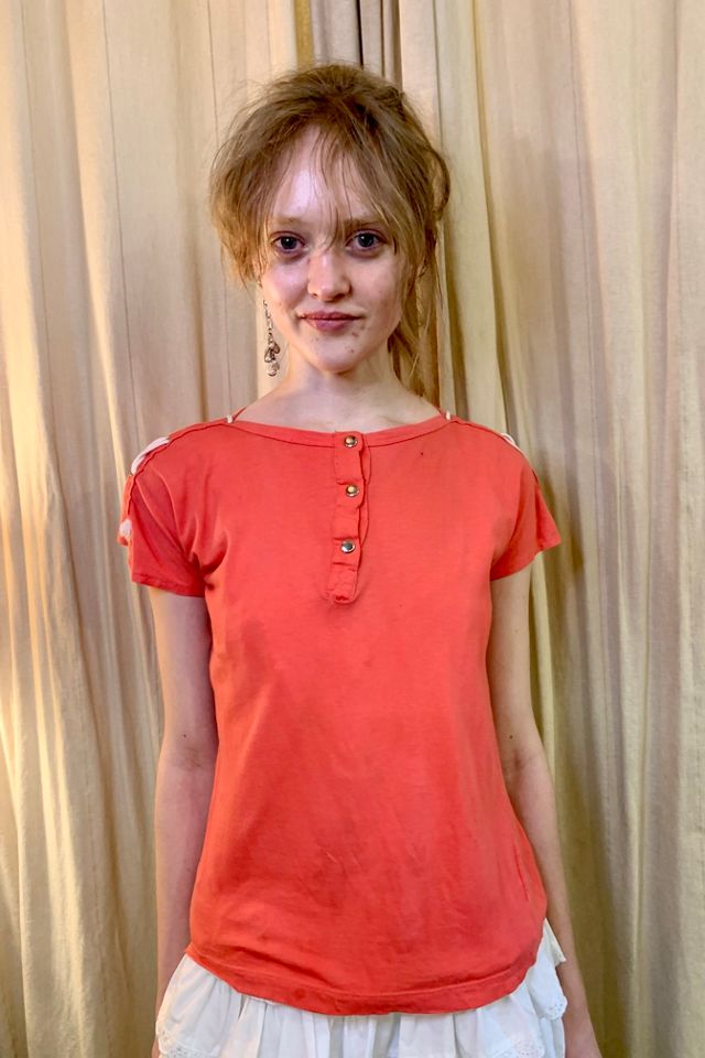 1980’s Coral Shirt with String and Snap Details Selected by Nomad Vintage #3