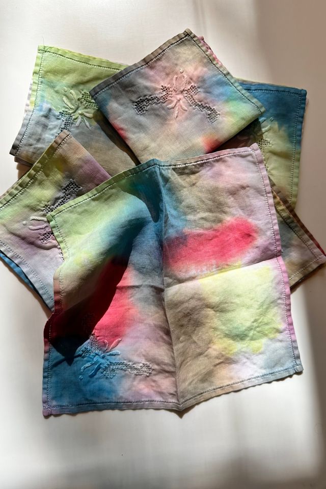 Vintage Hand Dyed Embroidered Cocktail Napkins Set Selected by KA.TL.AK #2