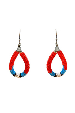 1970s Vintage Handmade Sterling Silver Beaded Dangle Hoop Earring Selected by BusyLady Baca & The Goods