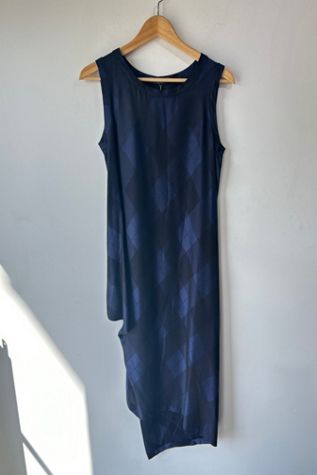 Issey Miyake Navy Argyle Silk Dress Selected by The Curatorial Dept.