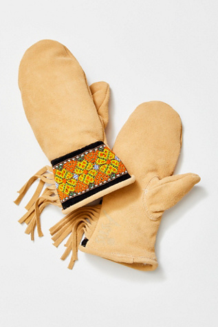 Glittertind Leather Mittens by Astis at Free People in Tan, Size: Small