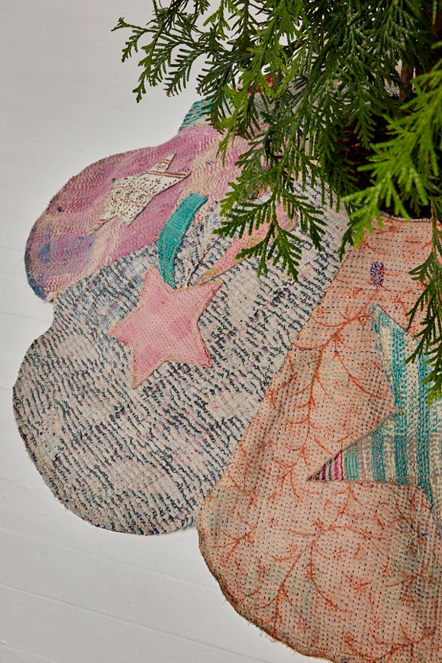 Skippy Cotton Applique Kantha Tree Skirt #1