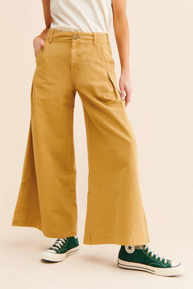 Free People extreme wide leg trousers in vintage tan