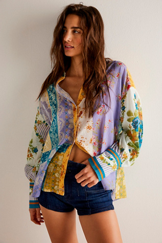 We The Free Flower Patch Top at Free People in Periwinkle, Size: Small