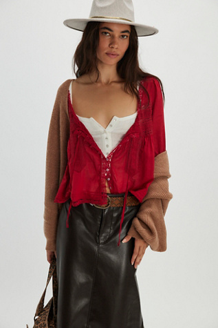 Cold Shoulder Rib Bolero at Free People in Camel