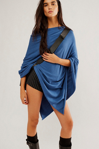 Simply Triangle Poncho Jacket at Free People in Atlantic Blue