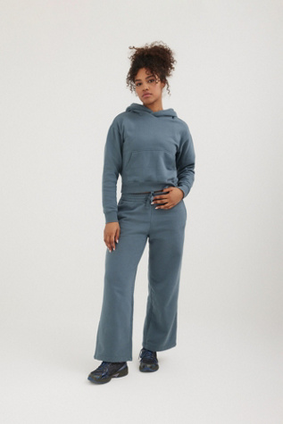 Bench Women's Hart Eco-Fleece Cropped Hoodie at Free People in Blue, Size: M