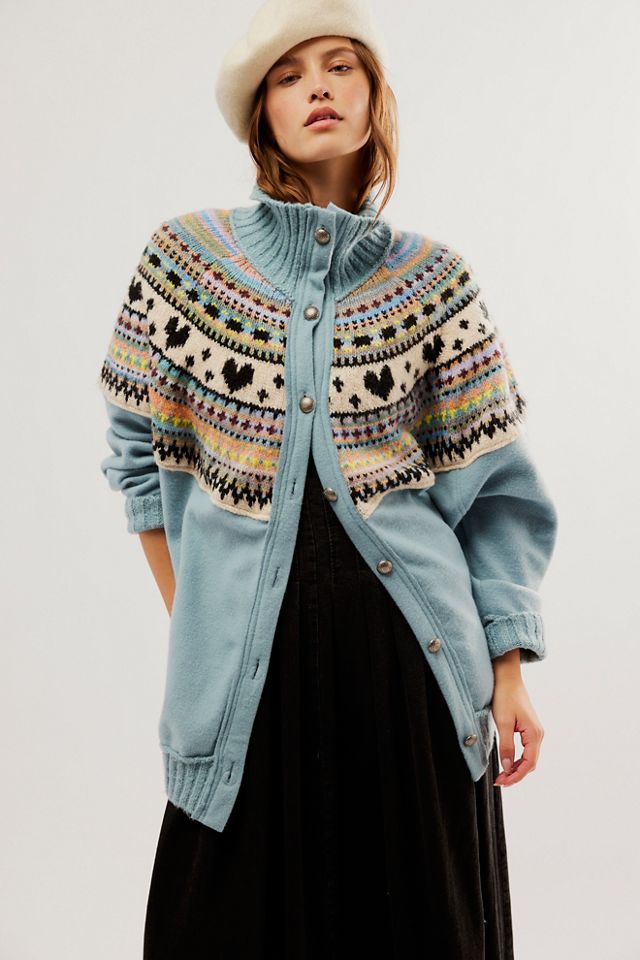 Free people clearance fair isle cardigan