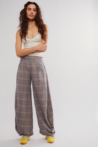 Tegan Barrel Trousers at Free People in Blue Grey Combo, Size: US 4