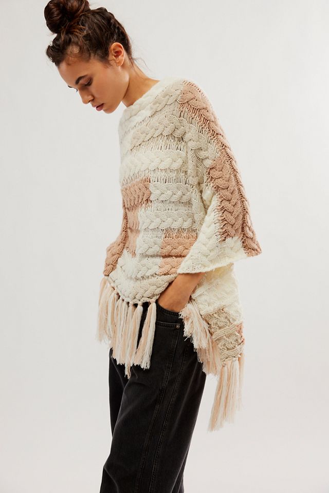 Revelry Cable Fringe Poncho #1
