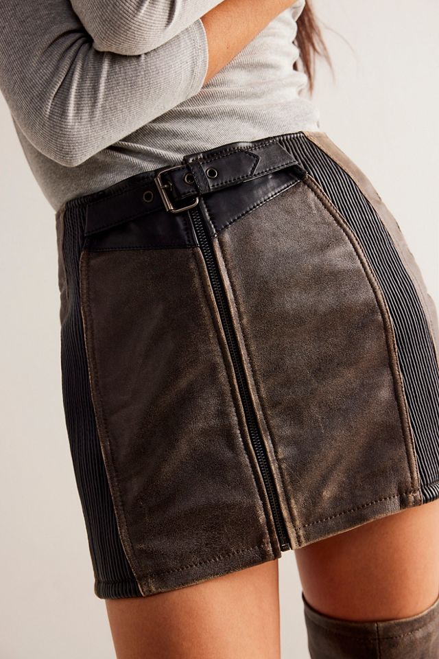 Understated Leather Finish Line Mini Skirt #2