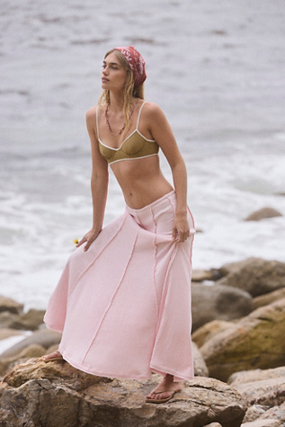 Caught In The Moment Maxi Skirt by free-est at Free People in Pink Chalk, Size: Small