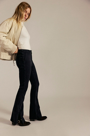 We The Free Level Up Slit Slim Flare Jeans at Free People in Black, Size: 24