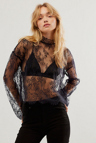 Black Lace Top Long Sleeve - LUXFINDZ