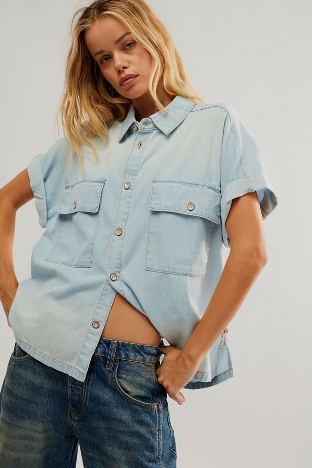 Free people best sale denim shirt