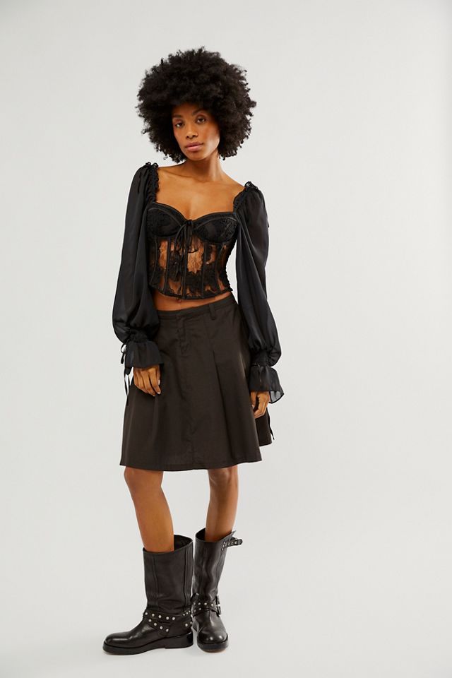 For Love & Lemons Sade Sheer Lace Corset Top