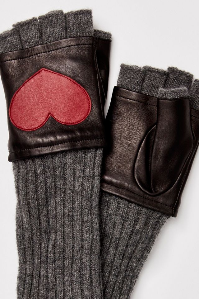 Leather Heart Fingerless Gloves #2