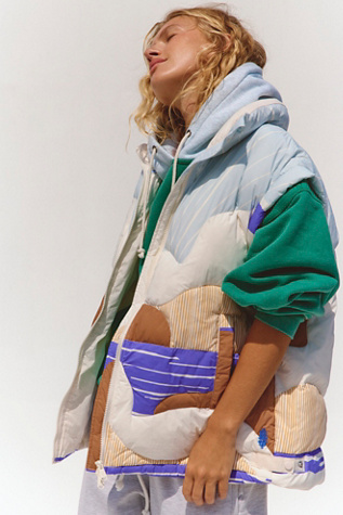 In A Bubble Conversational Quilted Vest Jacket by FP Movement at Free People, Rising Sun Sky Combo, S