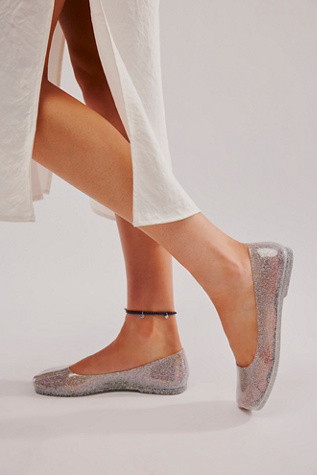 So Clear Ballet Flats by Jeffrey Campbell at Free People in Silver Glitter, Size: US 9