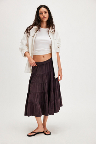 In Full Swing Midi Skirt at Free People in Double Espresso, Size: Small