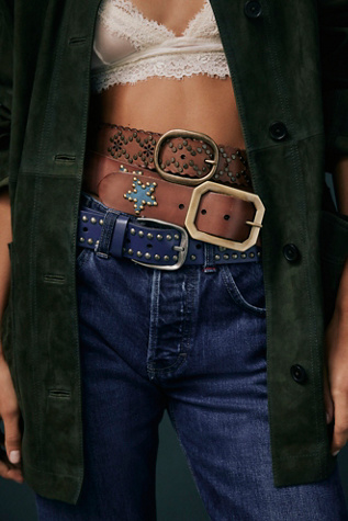 Starcrossed Studded Belt by Free People in Blue, Size: S-M/P-M