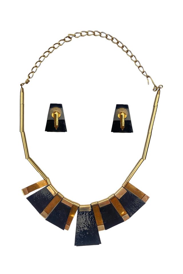 1990s Vintage Iridescent Glass Necklace & Earring Set Selected by BusyLady Baca & The Goods #1