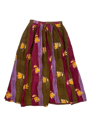 1970s Vintage Floral Stripe Cotton Skirt Selected by BusyLady Baca & The Goods