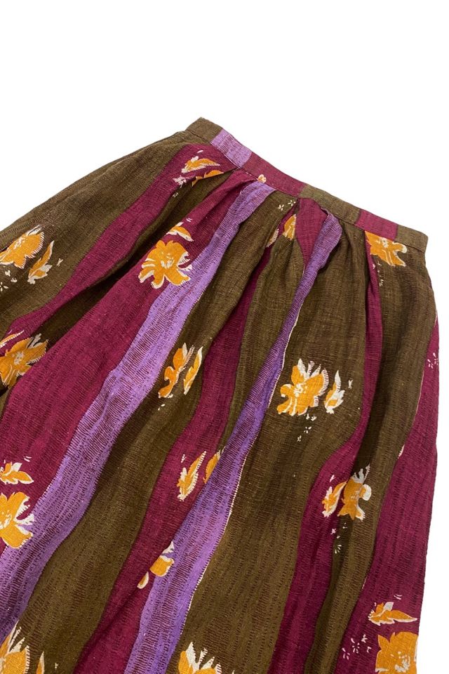 1970s Vintage Floral Stripe Cotton Skirt Selected by BusyLady Baca & The Goods #1