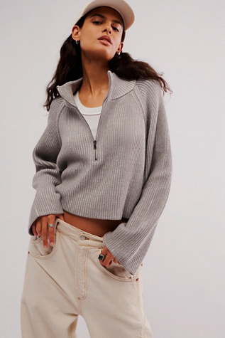 Greta Half Zip at Free People in Grey Combo, Size: XS