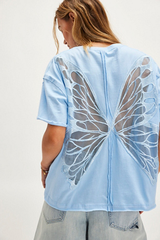 Tricia Fix Butterfly Tee at Free People in Blue, Size: S