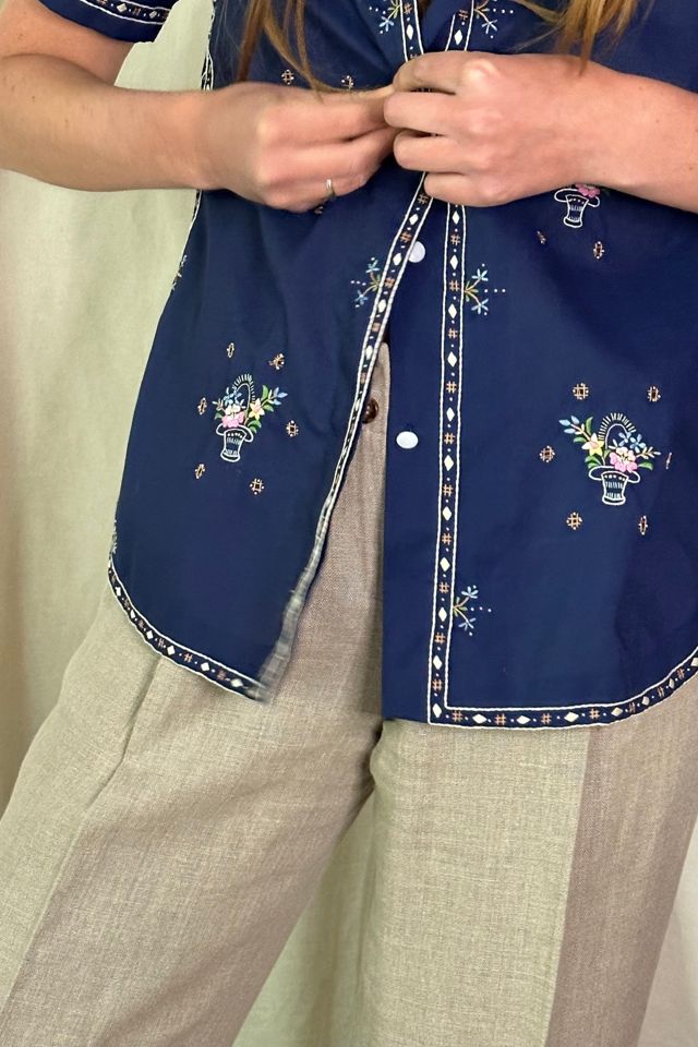 Vintage Blue Embroidered Top Selected by KA.TL.AK #1