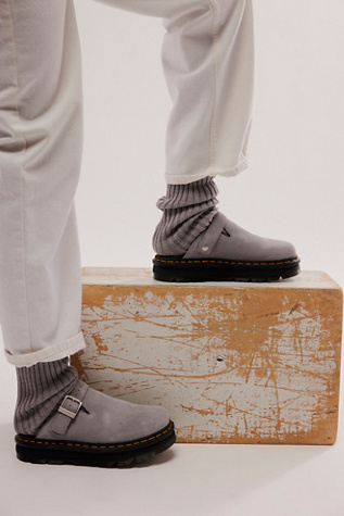 Dr. Martens Zebzag Mules at Free People in Ultimate Grey E. h. Suede, Size: US 8