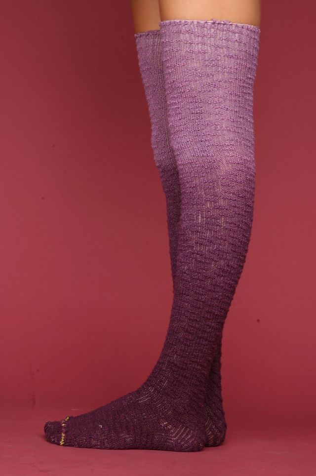 Dip-Dye Textured Over The Knee Socks #1